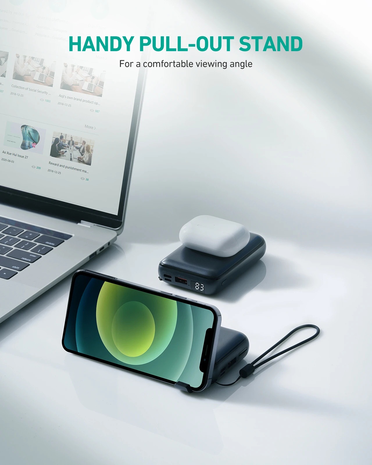 Aukey 20W 10000mAH PD Wireless Charging Power bank with Kickstand